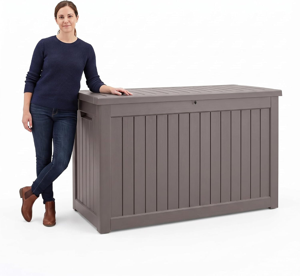 320 Gallon Extra-large Outdoor Storage Box, Waterproof Lockable Deck Box