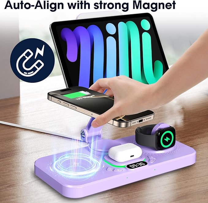 30W Charging Station for Apple Products, Foldable Wireless Charger