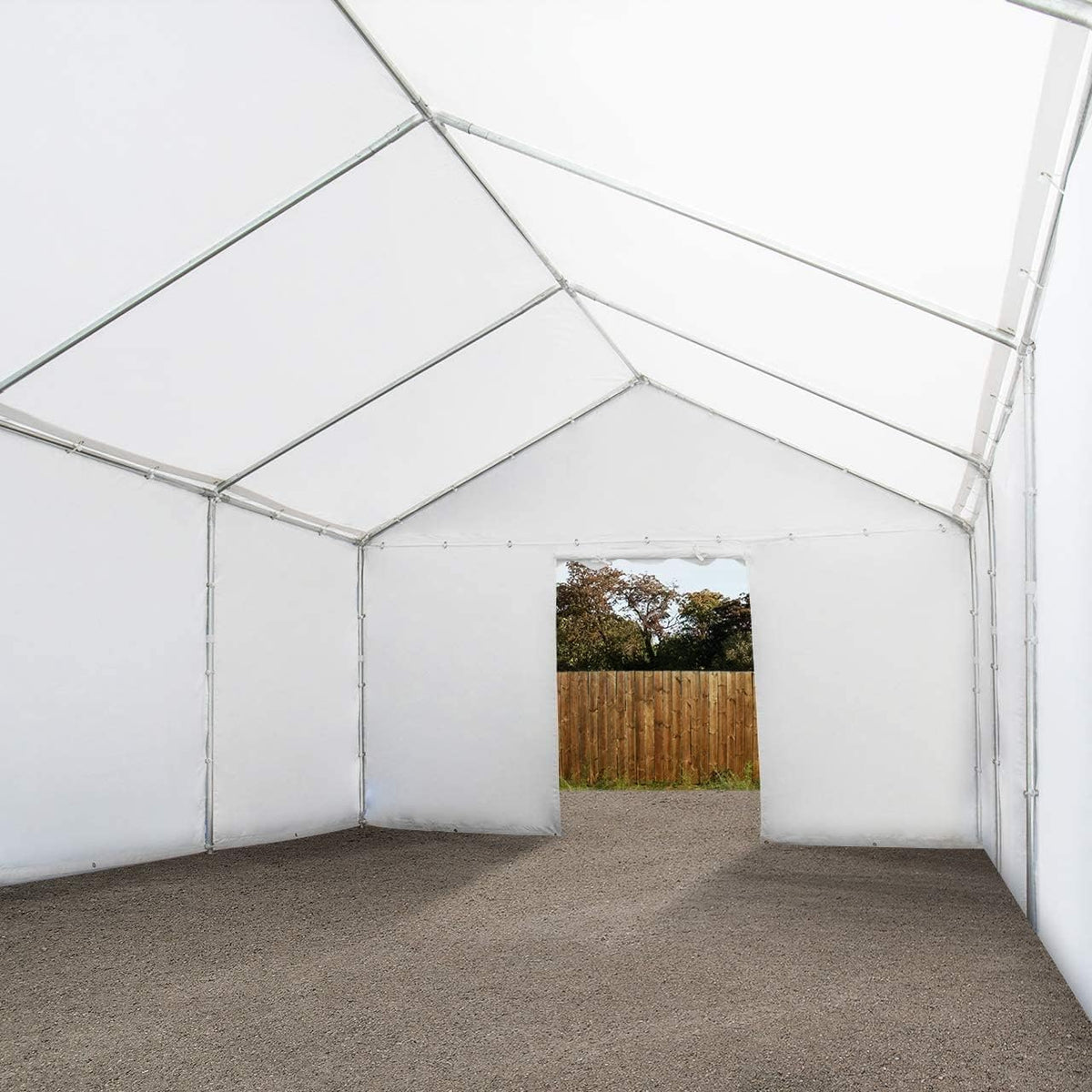 toolport 16x33 ft portable storage tent, pvc 700, close-up detail