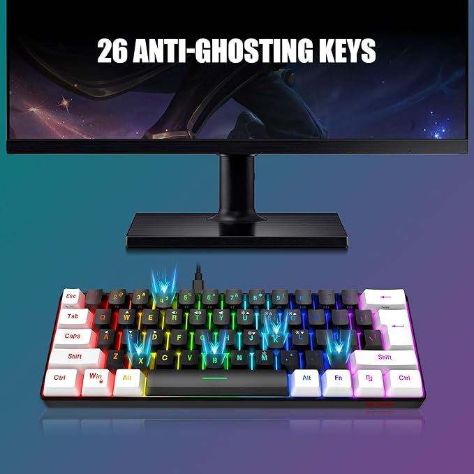 RedThunder 60% Gaming Keyboard and Mouse Combo, Ultra-Compact 61-Key RGB
