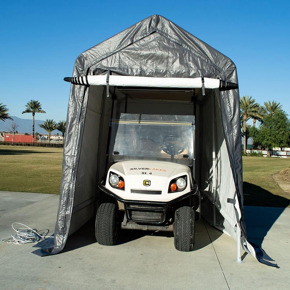 impact canopy 7x12 portable shed, grey, close-up detail