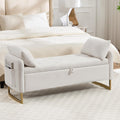 48" End of Bed Bench, Modern Storage Bench for Bedroom Cream