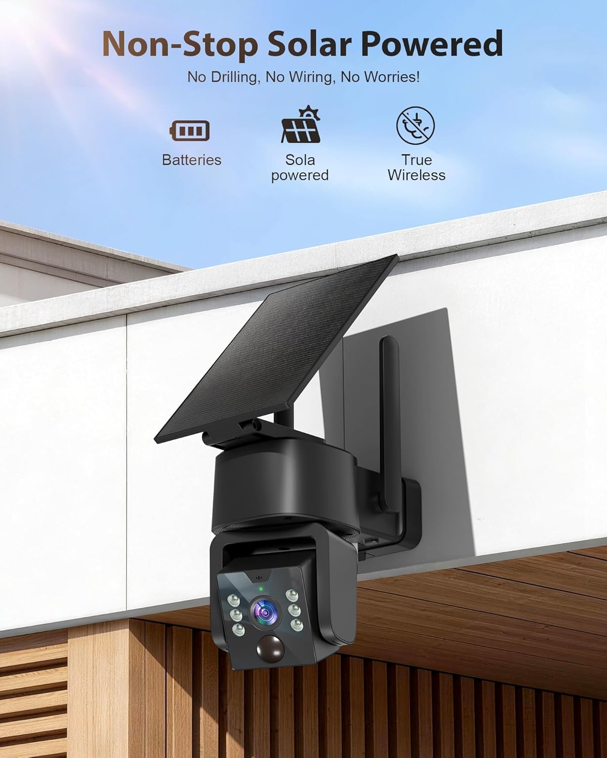 5g & 2.4g wi-fi outdoor camera wireless,solar security, close-up detail
