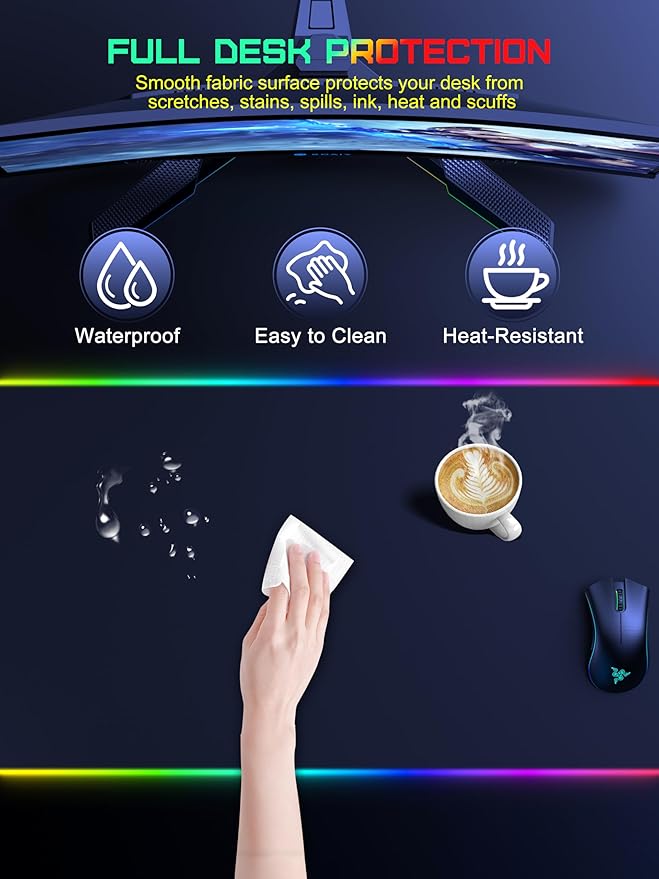 TopMade Wireless Charging Mouse Pad, RGB Gaming Mousepad Home Office Desk Pad