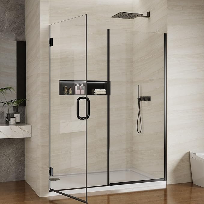 Pivot Swing Shower Door, Adjustable Width 58.9-60" W x 74" H Semi-Frameless