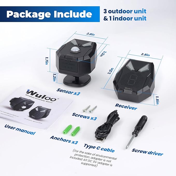 Solar Driveway Alarm Wireless Outside Weatherproof 1/2 Mile Long Range