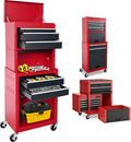 5-Drawer Rolling Tool Chest, High Capacity Metal Tool Box with Wheels, 3-in-1 Toolbox Organizer Detachable Top & Sliding Drawers Tool Storage Cabinet for Garage Workshop Warehouse