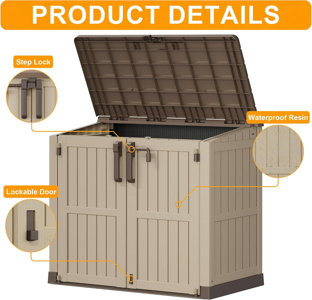 outdoor storage box & cabinet 36 cu ft, side view
