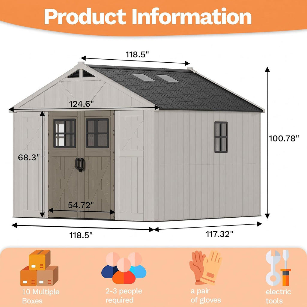 devoko 10x10 ft resin storage shed with floor shown in use