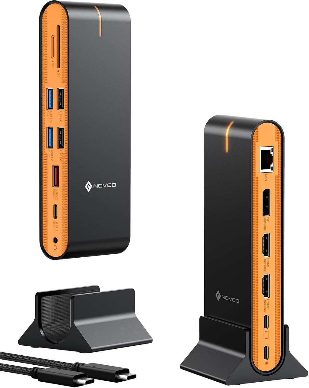 NOVOO Laptop Docking Station Dual Monitor, 15 in 1 Triple Display, 8K@30Hz DP