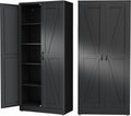 Ckzbx Black Metal Cabinets with Doors and Shelves, 71" H Storage Cabinet Pantry Cabinet Garage Cabinets for Kitchen, Living Room, Dinning Room