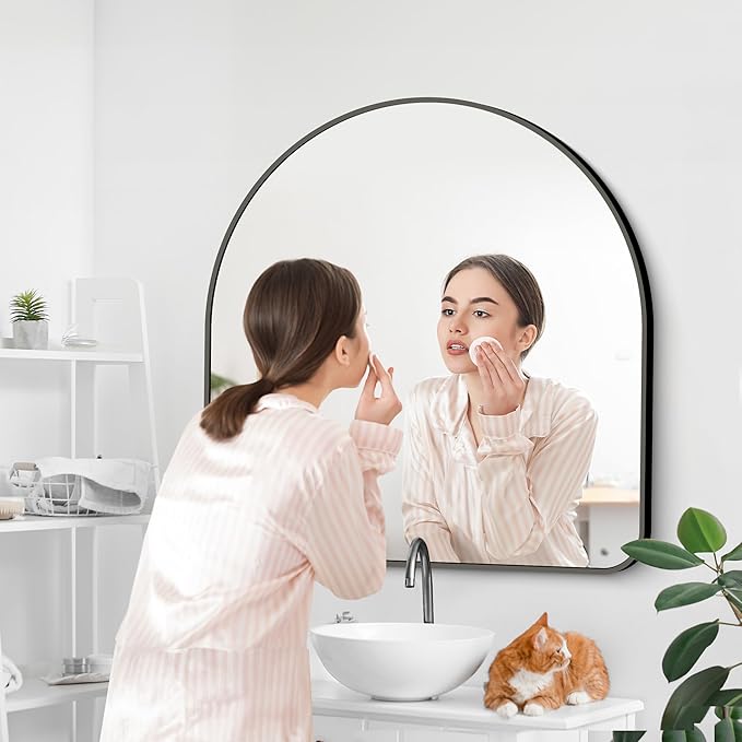 Arched Bathroom Mirror, Wall Mounted Mirror, Living Room, Hanging or Leaning