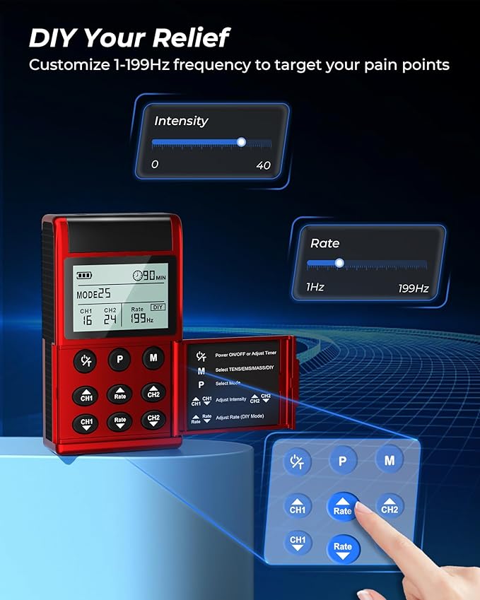 KingPavonini 4-IN-1 TENS Unit Muscle Stimulator, DIY & TENS & EMS & MASS