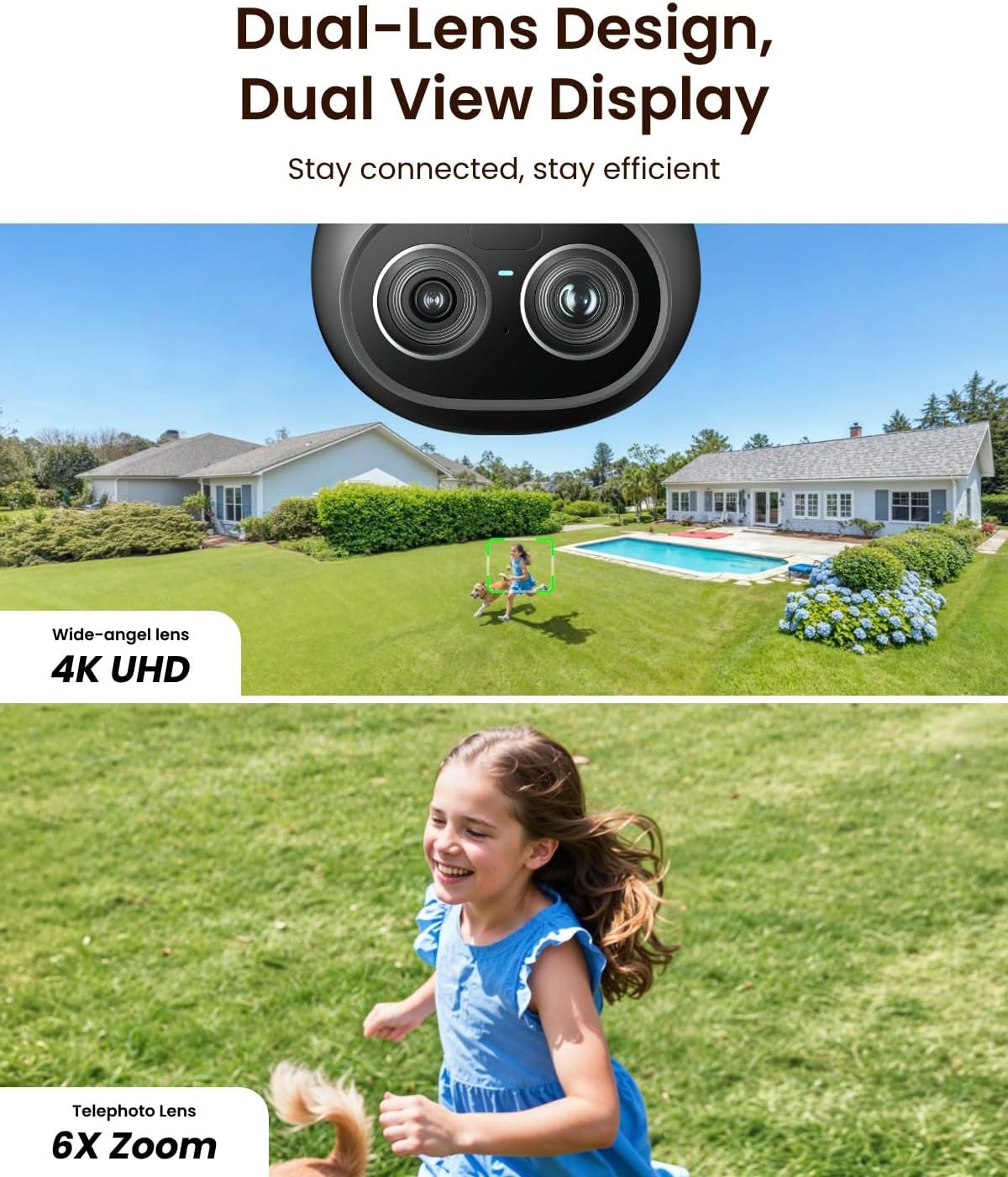 reolink trackflex floodlight wifi, 4k 360° ptz dual-lens shown in use