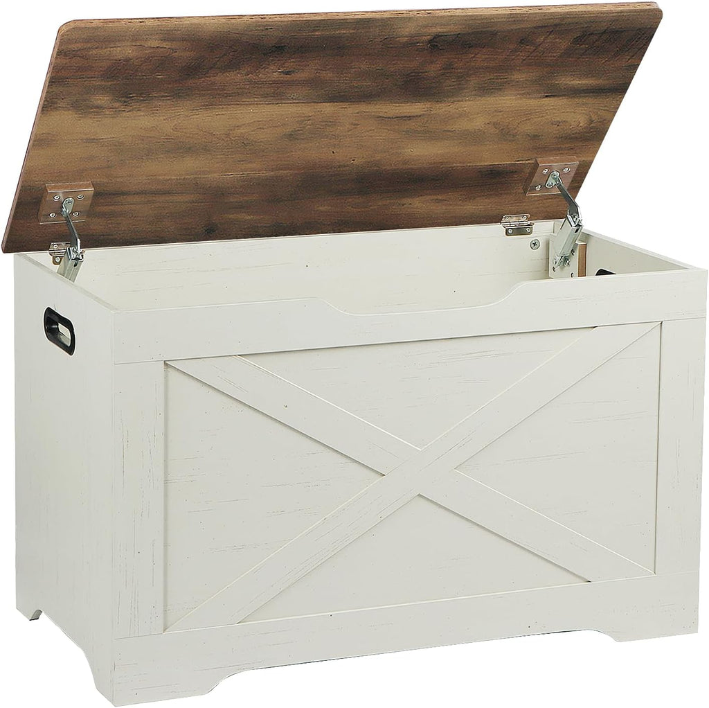Timberer 31.5" Storage Chest, Wooden Storage Bench, Entryway Shoes Bench