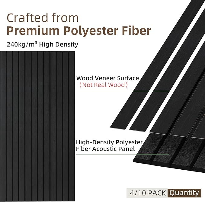 TO-TH Wood-Look Acoustic Panel, 4 Pack 47.2” x 23.6” Soundproof Wall Panels