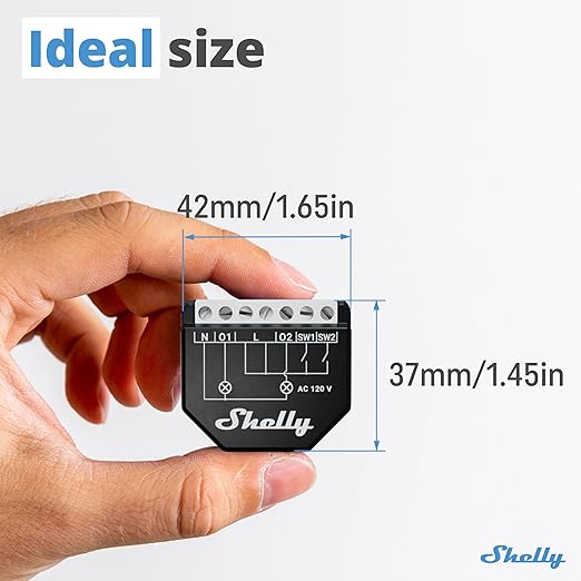 Shelly Wave 2PM US LR UL | Z-Wave Long Range Smart Switch Relay, 2-Channel 16 A
