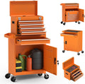 5-Drawer High Capacity Rolling Tool Chest, Removable Cabinet Storage Tool Box with Wheels and Drawers, Detachable Toolbox with Lock for Mechanics Garage Workshop and Tool Room (Orange)