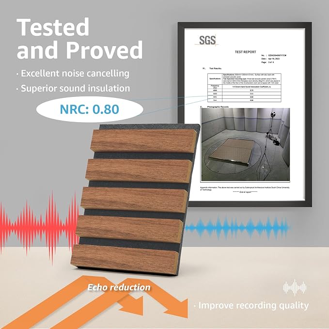 Art3d 4-Piece Wood Slat Acoustic Panels