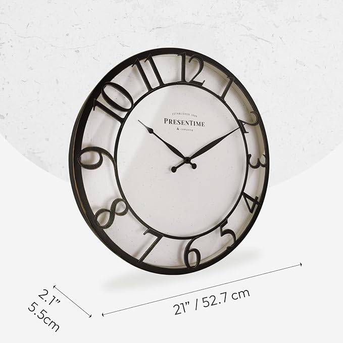 Presentime & Co 21" Farmhouse Series Wall Clock, Vintage Style, Retro Clock