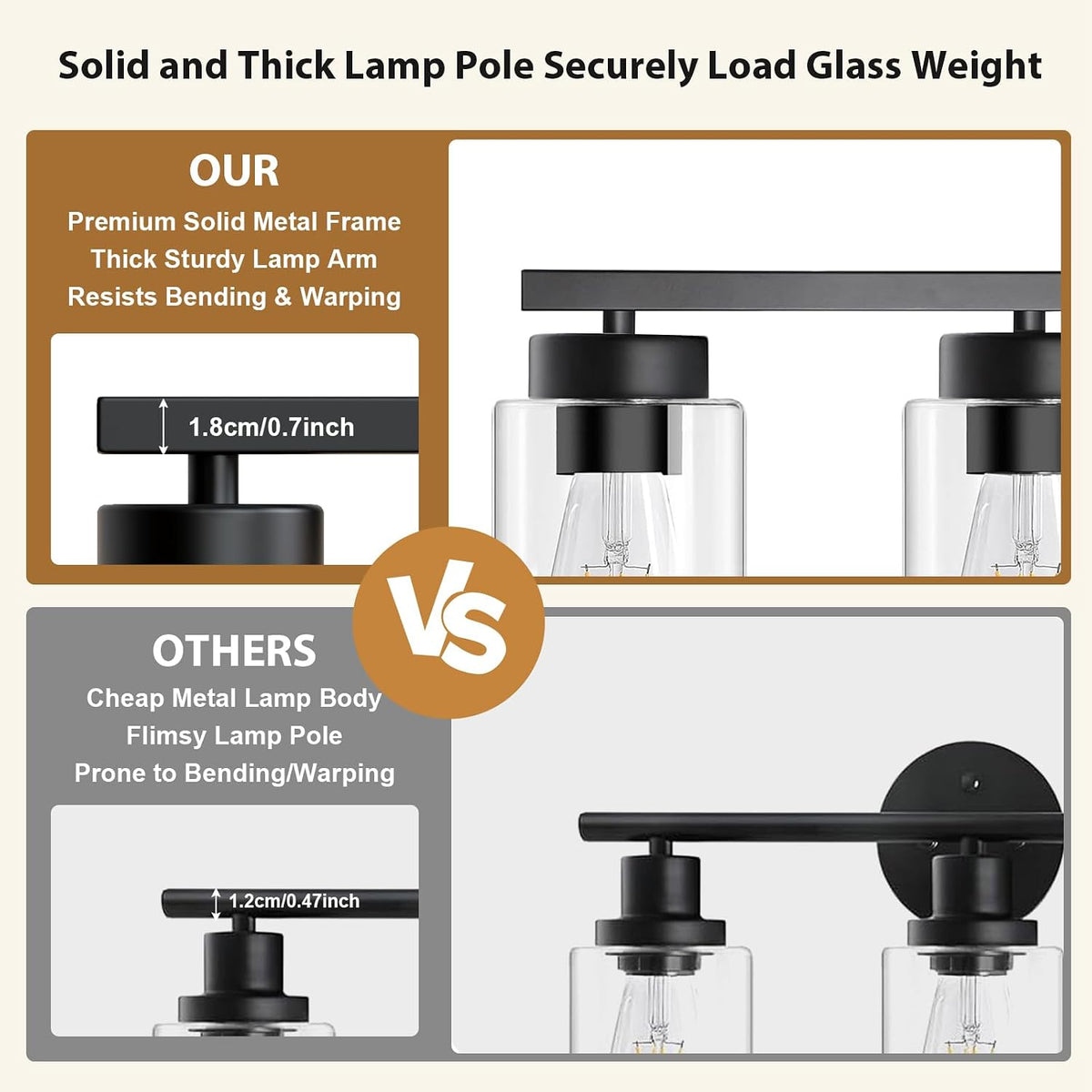 IZORRO Bathroom Light Fixtures, Modern Vanity Lights, Bathroom Lighting Fixtures Over Mirror with Clear Glass Shade, Wall Sconce for Living Room Cabinet Bedroom (Matte Black, 4-Light)