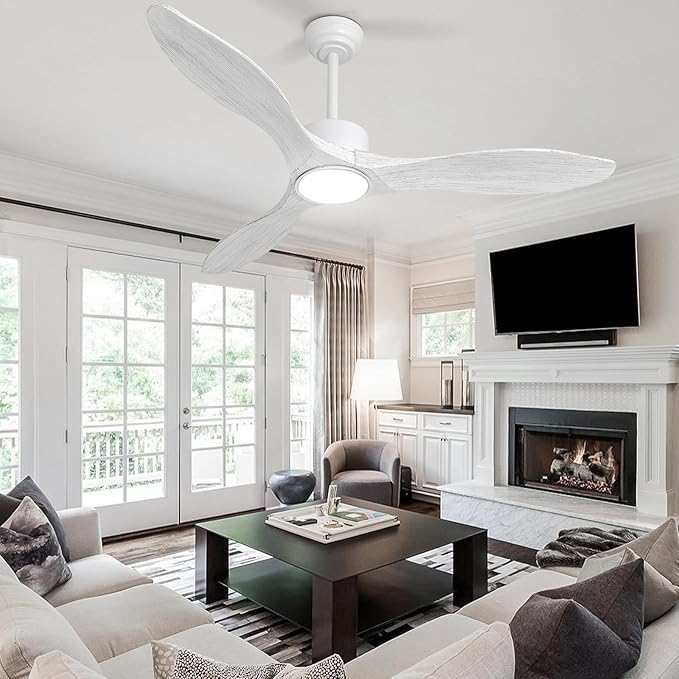 revoici 52 Inch White Ceiling Fan