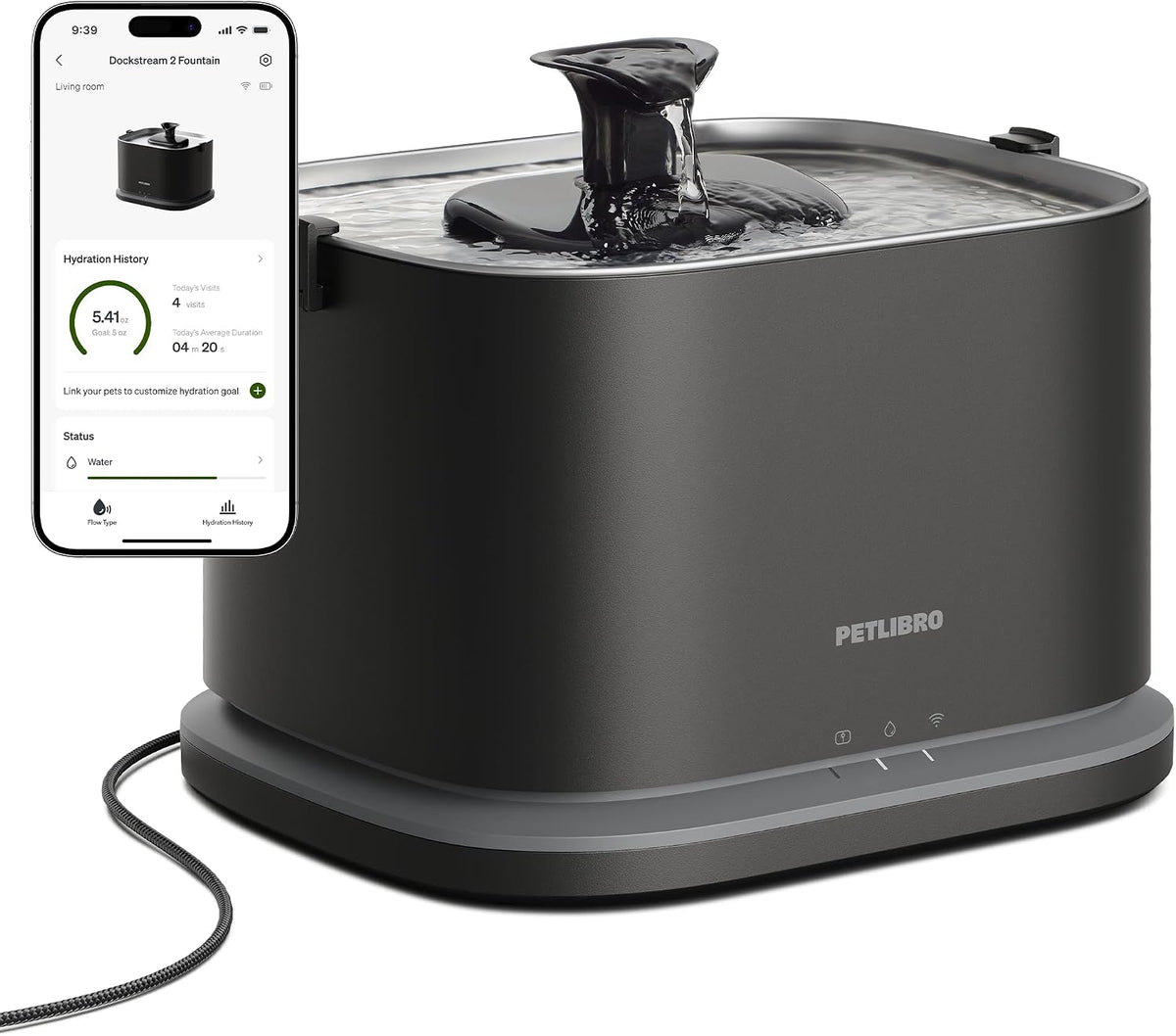 PETLIBRO Upgrade Cat Water Fountain Stainless Steel Tray, Dockstream 2 Cat
