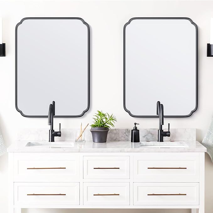 28"x36" Black Bathroom Mirror