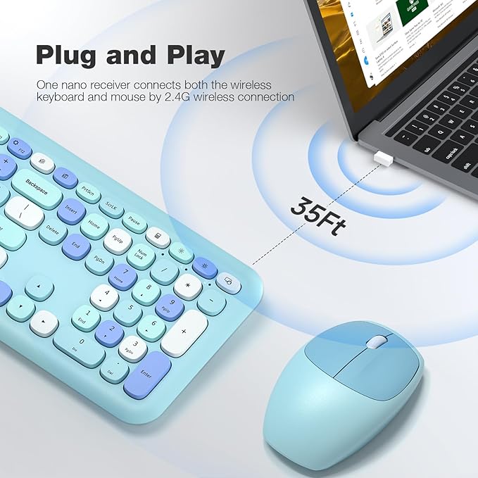 MOFII Wireless Keyboard and Mouse Combo Silent, Slim Compact 2.4G USB Full Size