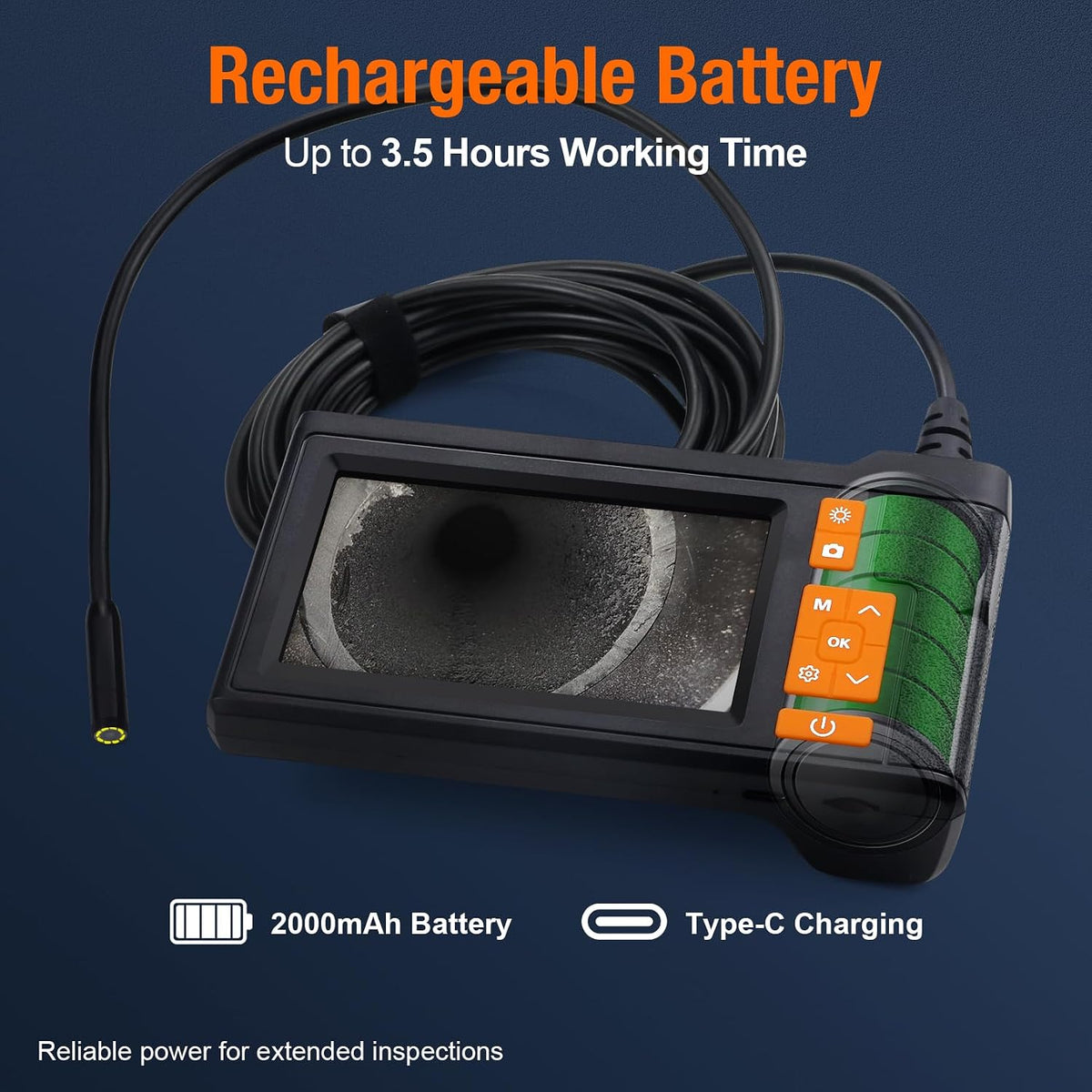 borescope camera with light, 4.3" ips screen endoscope, view 10