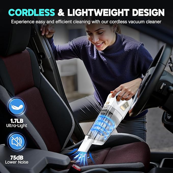 CKIKH Handheld Vacuum Cordless, 15000PA Strong Suction Hand Held Car Vacuum
