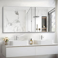 30x55In Silver Bathroom Mirror for Wall, Brushed Nickel Rectangle Mirrors