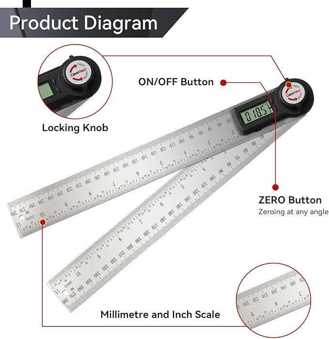 GemRed 82305 Digital Angle Finder Protractor