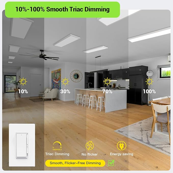 1x4 LED Flat Panel Light, Surface Mount Ceiling Light, 5CCT