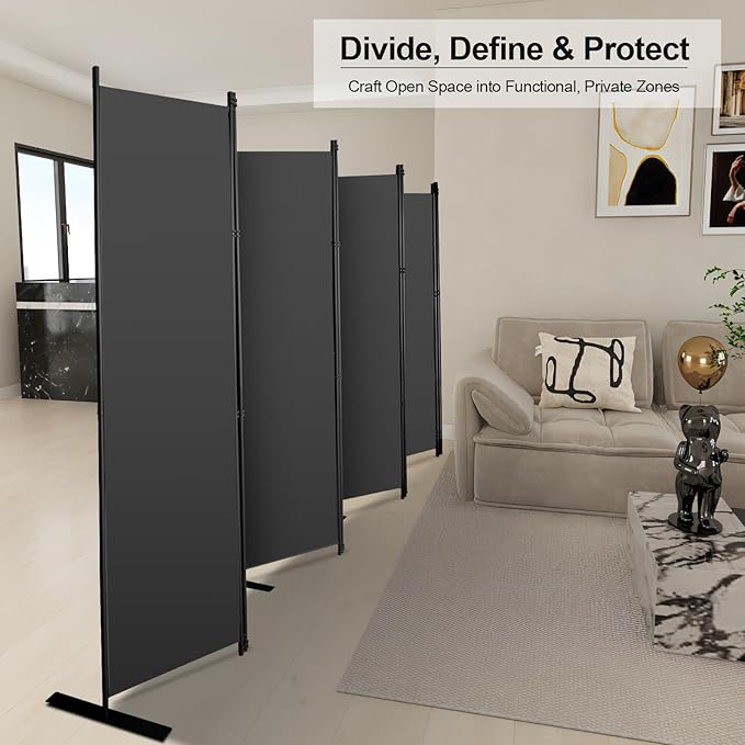 MAYOLIAH 8 Panel Room Divider 6ft Tall Freestanding Privacy Screen 160'' W