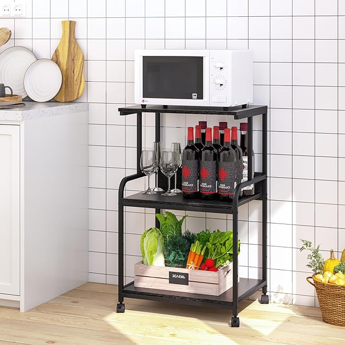 Arbuxzuy Printer Stand with Storage Shelf, 3 Tier Printer Cart with Wheels
