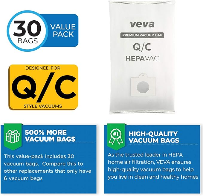 30 Pack Type Q/C 53292 HEPA Vacuum Bags