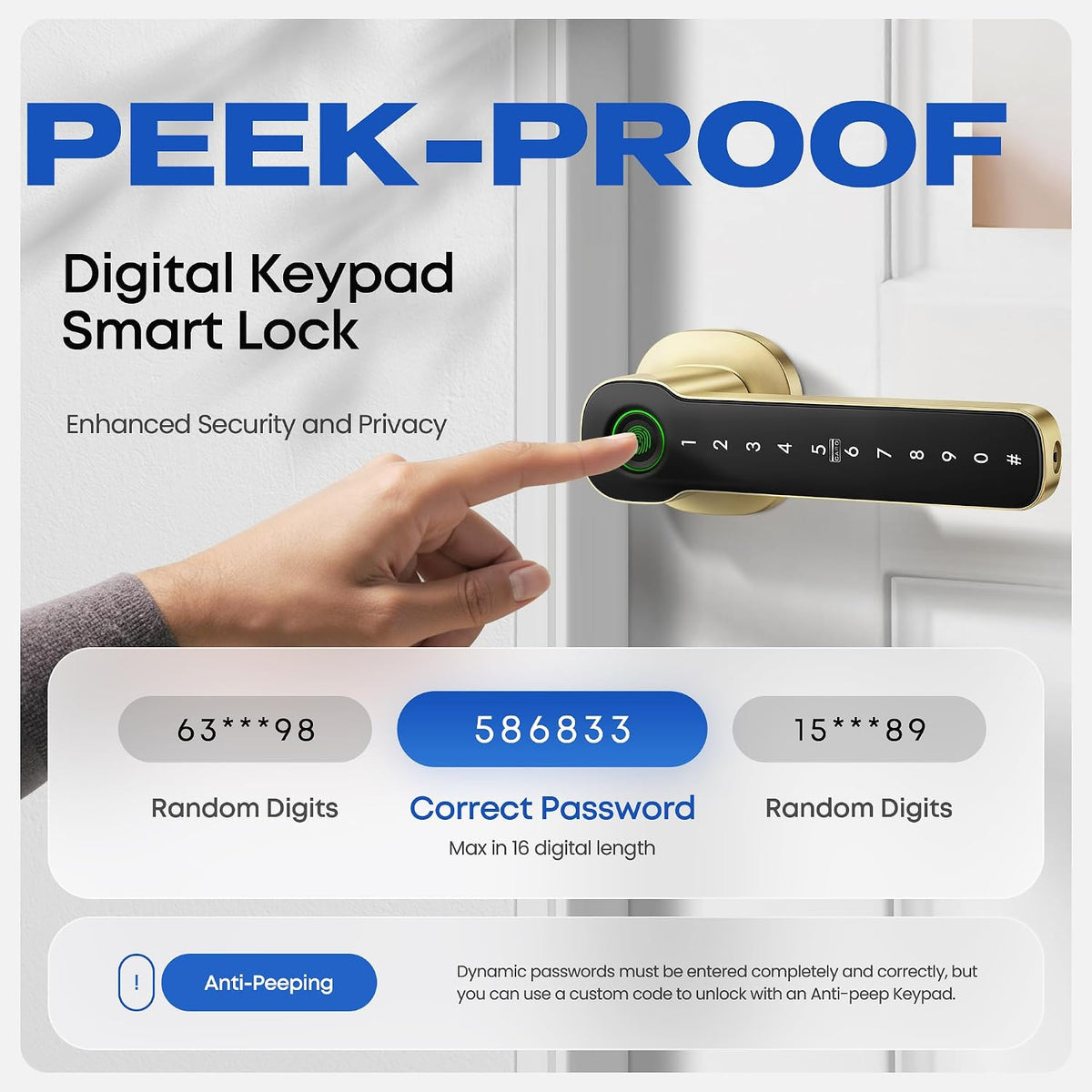 keyless entry door lock with keypad, smart electronic, side view