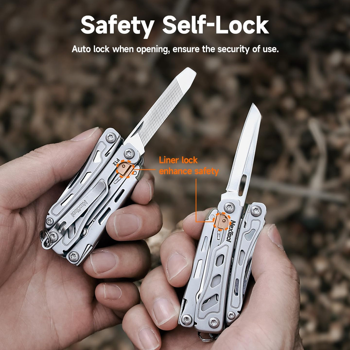 NexTool Mini Flagship F12 Keychain Multitool, Fifth Pocket Tools (Silver) | 15-in-1 Multi Tool, 80Cr14Mov Steel, Serrated Scissors, Thicken Pliers, Safety Lock Knife and File for EDC, Outdoor, DIY