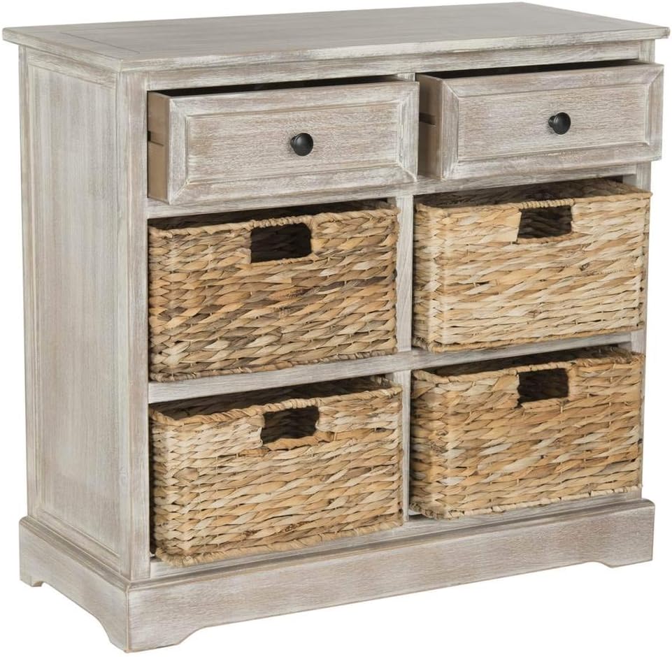 safavieh herman wood storage cabinet, 27.5" farmhouse white shown in use