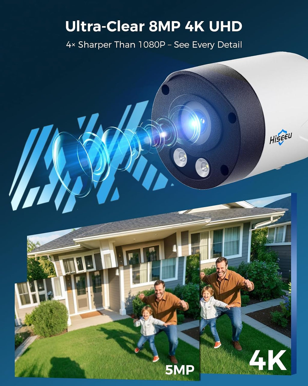Hiseeu 8MP Outdoor Wireless Security Camera, 10" Touch Screen NVR, 1TB HDD