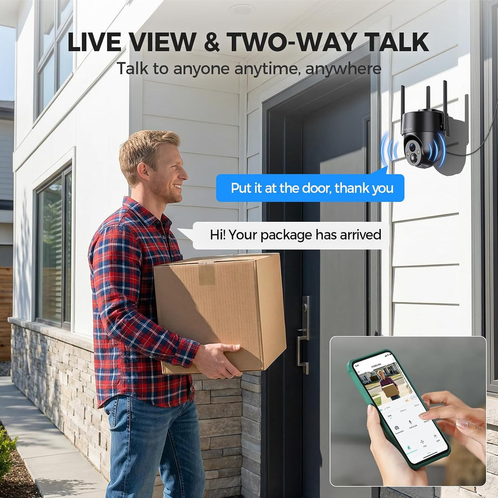 Solar Security Cameras Wireless Outdoor, 2K 360° View WiFi 3MP Security Cam