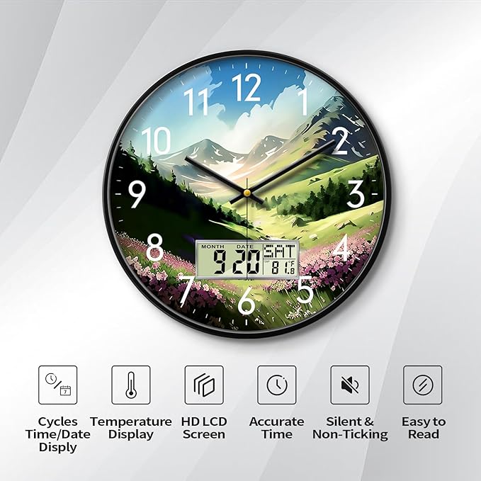 SCOAGE Digital Large Display Silent Wall Clock
