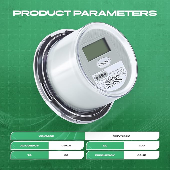 RV Digital Electric Meter, 240V 2 Wire kWh Watt Power Meter