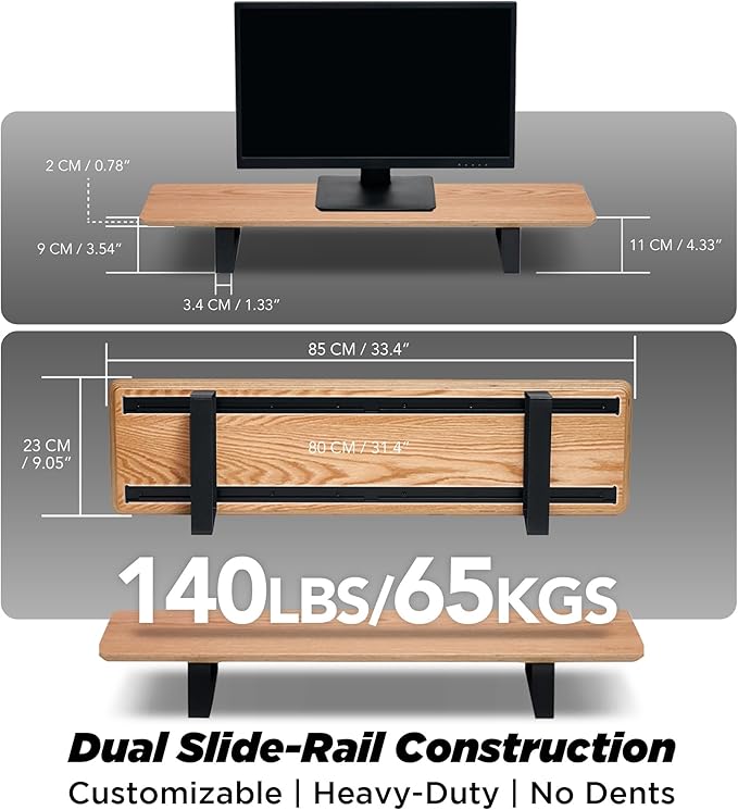 ULTRARM Moodular Wooden Monitor Stand 33.4” Desk Organizer