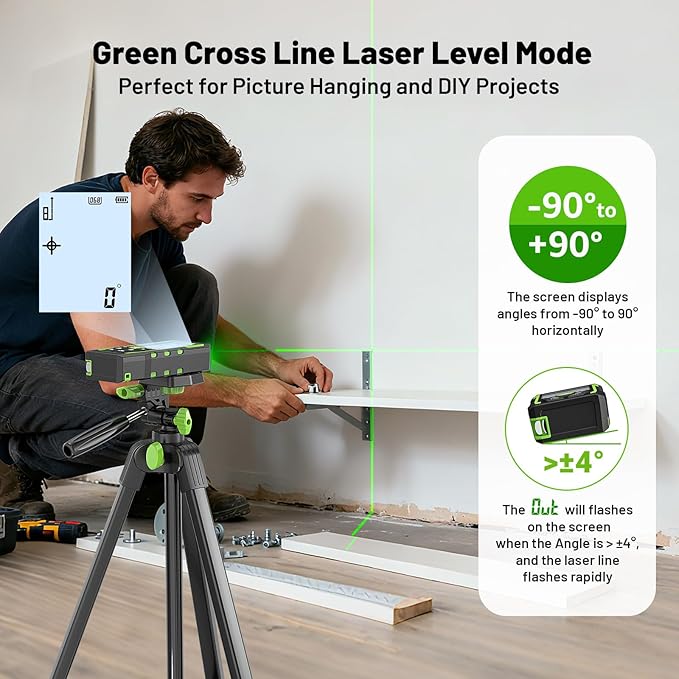 Laser Measure Device 3-in-1, Huepar 330ft Laser Measurement Tool & 33ft Cross