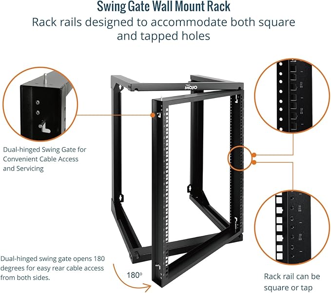 Tecmojo 15U Server Rack with Swing Gate, 15U Rack