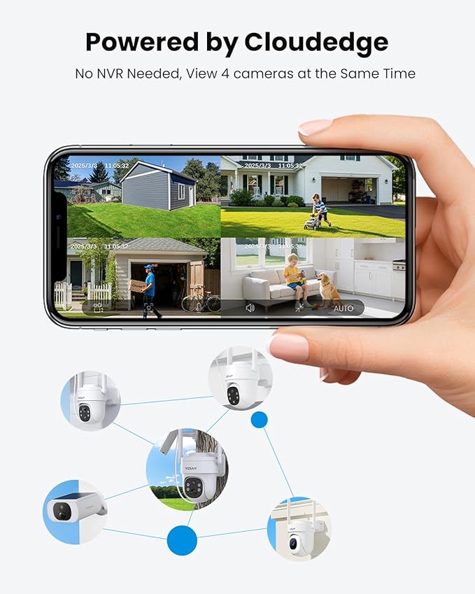 VIZIUUY Solar Security Cameras Wireless Outdoor, 3MP Pan Tilt 360°WiFi Camera