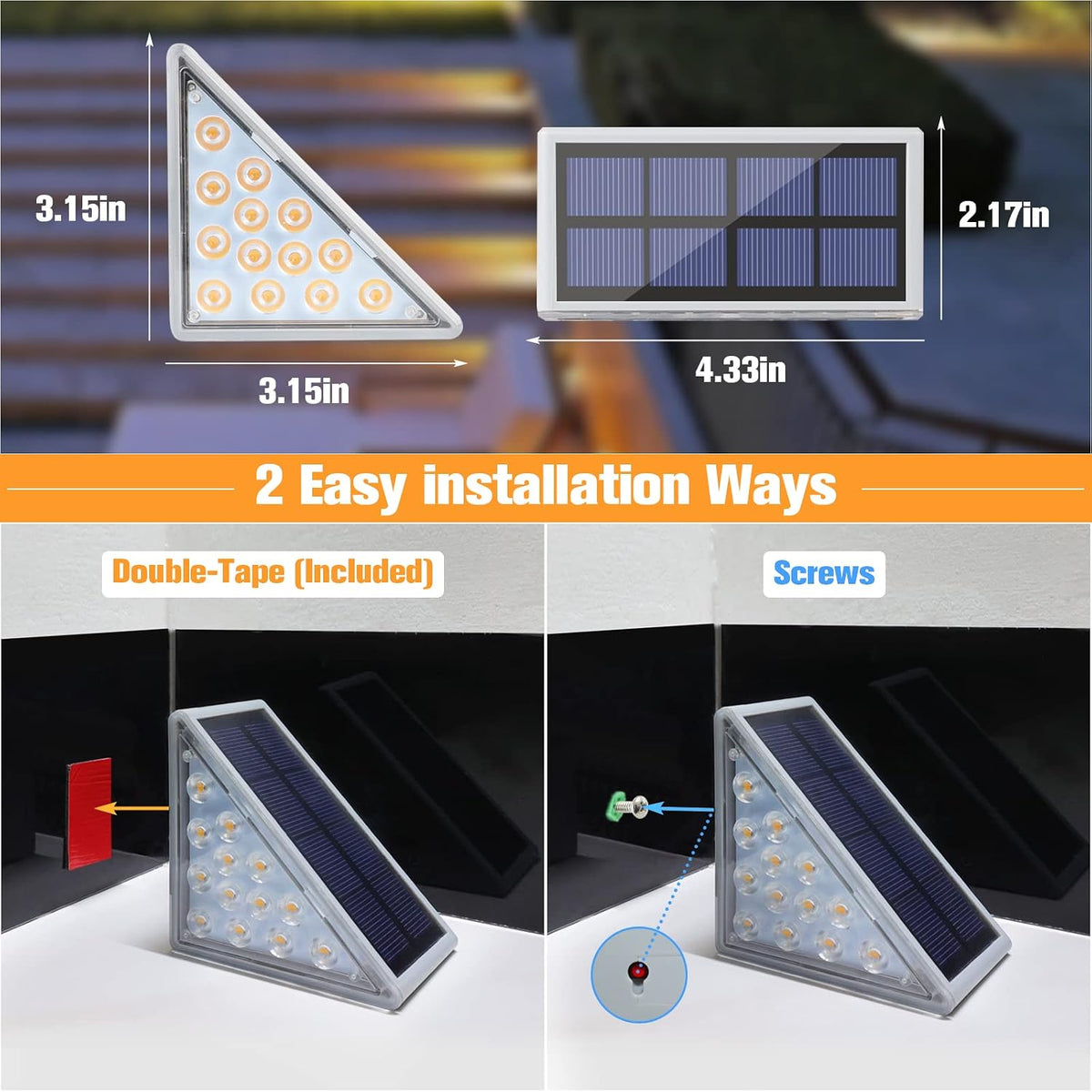 volisun solar stair lights 6 pack, solar step, package contents
