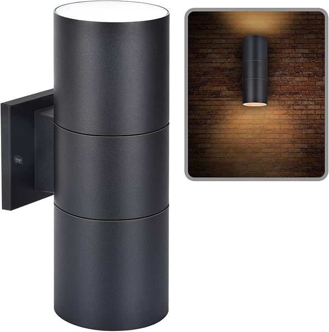 wowlite Outdoor Wall Light, Exterior Lighting, Matte Black Waterproof Wall